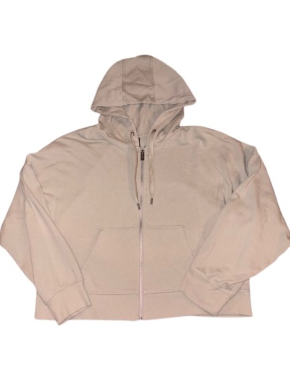 DKNY Womens cropped Beige Zip-Up Hooded Sweatshirt size XXL